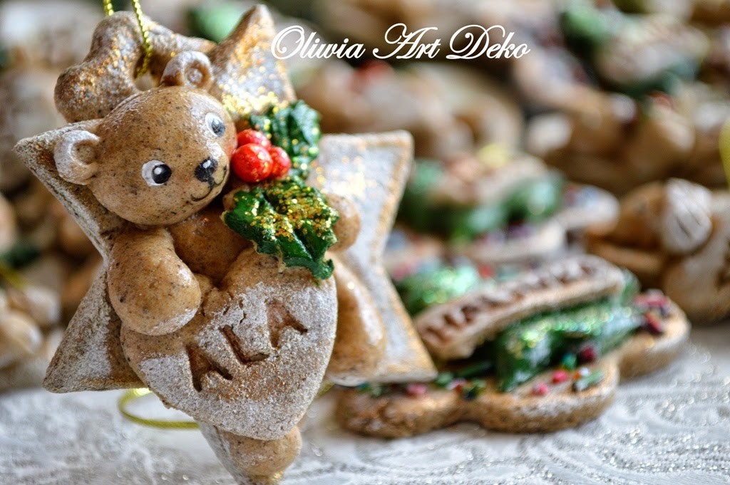 ozdoby świąteczne serduszka na choinkę dekoracje świąteczne ozdoby choinkowe z masy solnej masa solna Oliwia Art Deko blog z masą solną ciastek gingerbread man cukrowe laseczki (2)